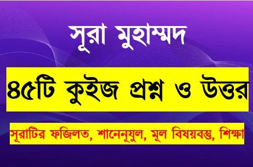 You are currently viewing সূরা মুহাম্মদ সম্পর্কে ৪৫টি কুইজ প্রশ্ন সহ বিস্তারিত